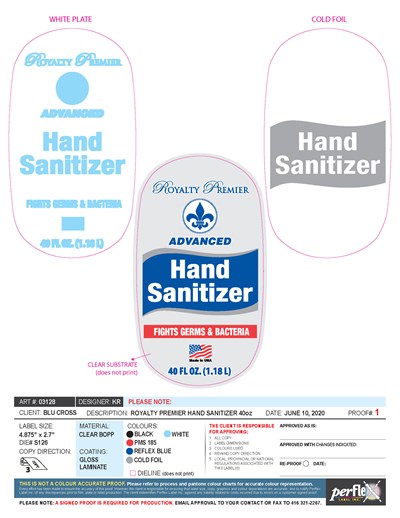 Royalty Premier Sanitizer Front (Royalty Premier Hand Sanitizer 40oz Front)